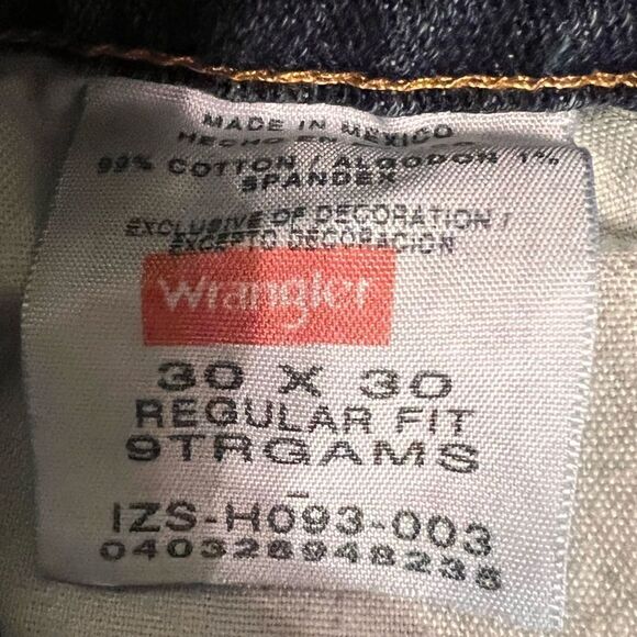 Wrangler Men’s 30 x 30 Straight Fit Blue Denim Jeans - Picture 3 of 11